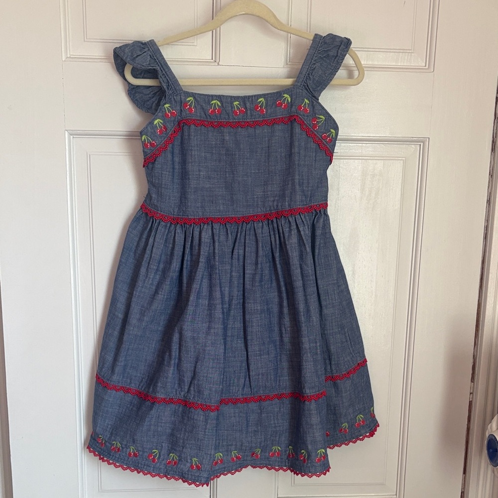 Gymboree Blue Denim Cherry Trim Sundress
